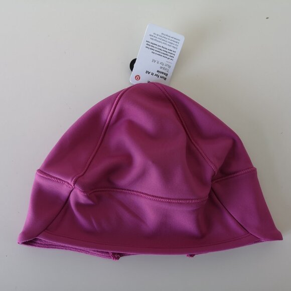 NWT LULULEMON PLYC Pink Brushed Tech Fleece Run For It All Beanie Hat Women's OS - Picture 2 of 10